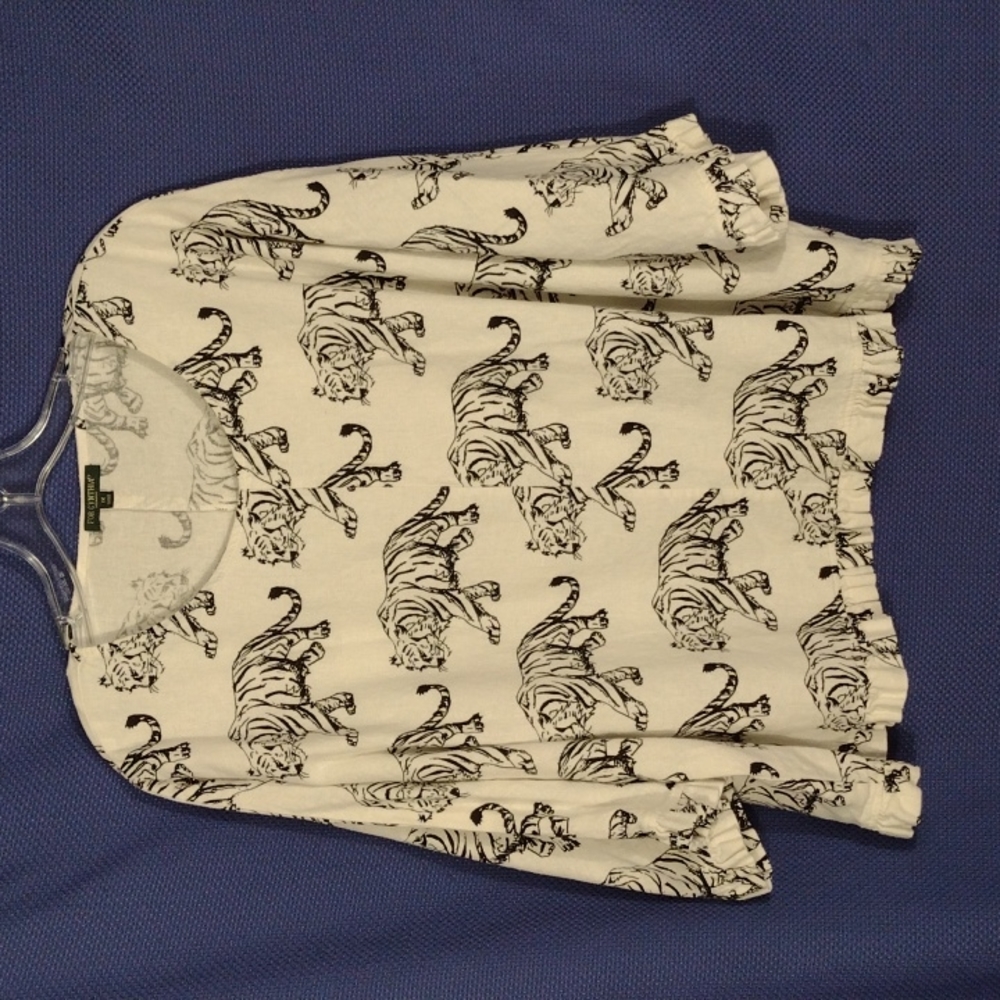 For Cynthia White and Black Tiger Print Blouse